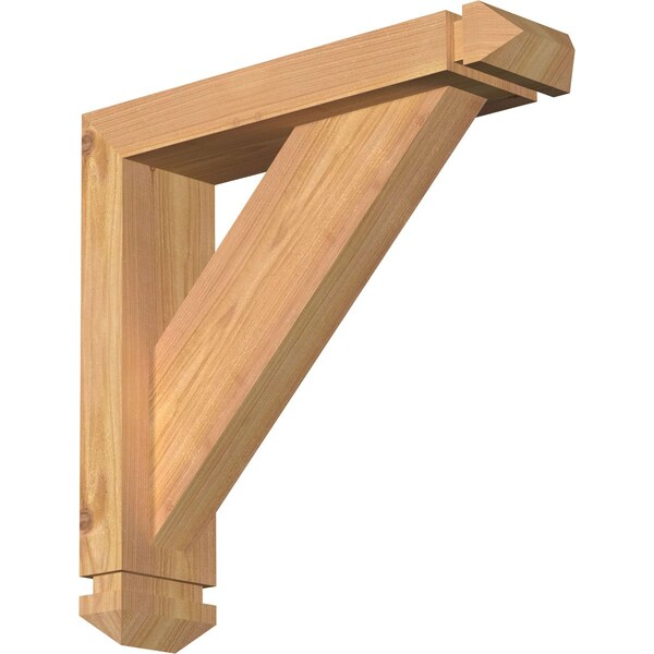 Ekena Millwork Traditional Arts and Crafts Smooth Bracket w/ Offset Brace, Western Red Cedar, 3 1/2"W x 14"D x 14"H BKT0402X14X14TRA03SWR - main